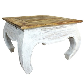 Masa laterala din lemn reciclat, vidaXL, Maro cu alb, 50 x 50 x 35 cm Masa laterala din lemn reciclat, vidaXL, Maro cu alb, 50 x 50 x 35 cm