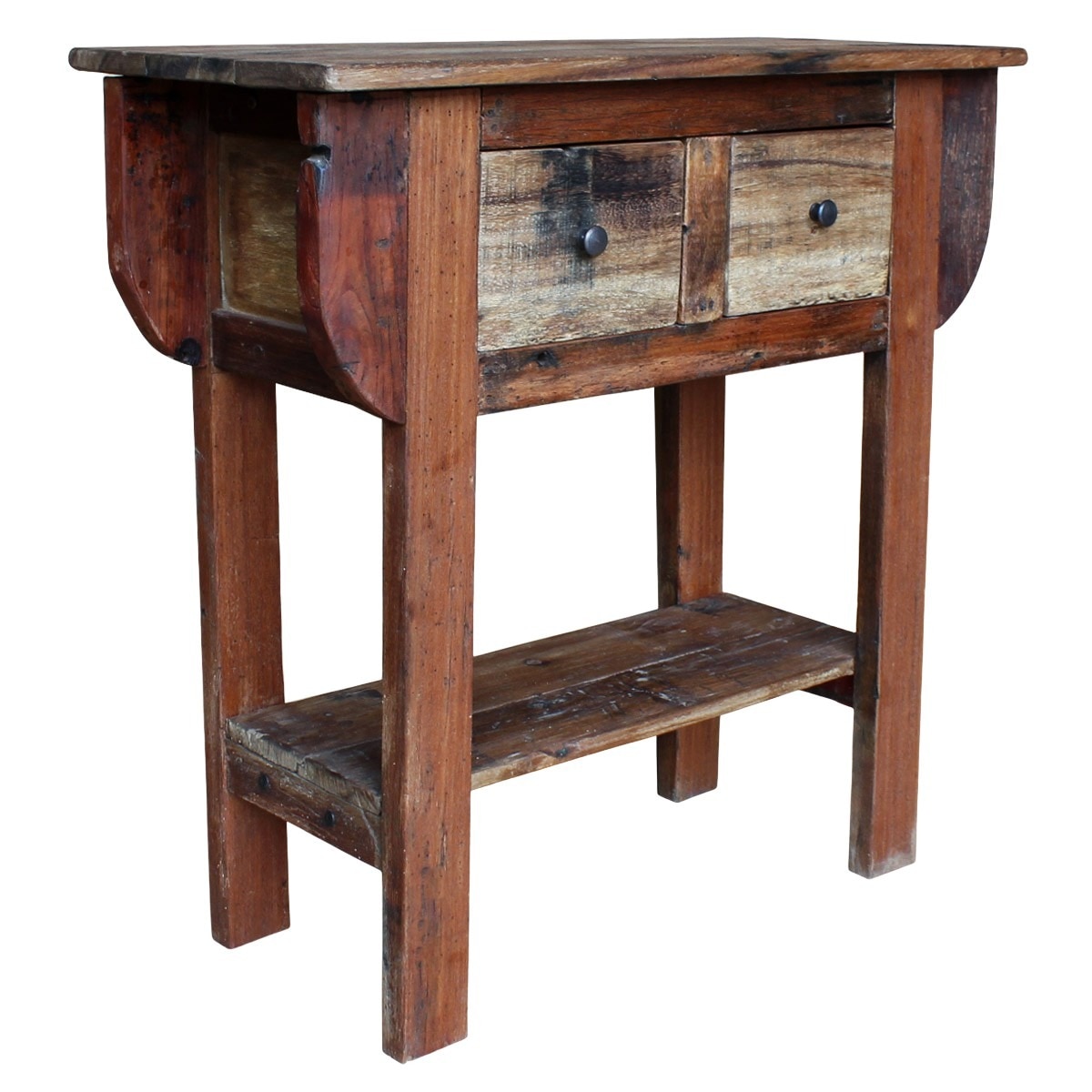 Masa consola din lemn reciclat, vidaXL, Maro, 80 x 35 x 80 cm