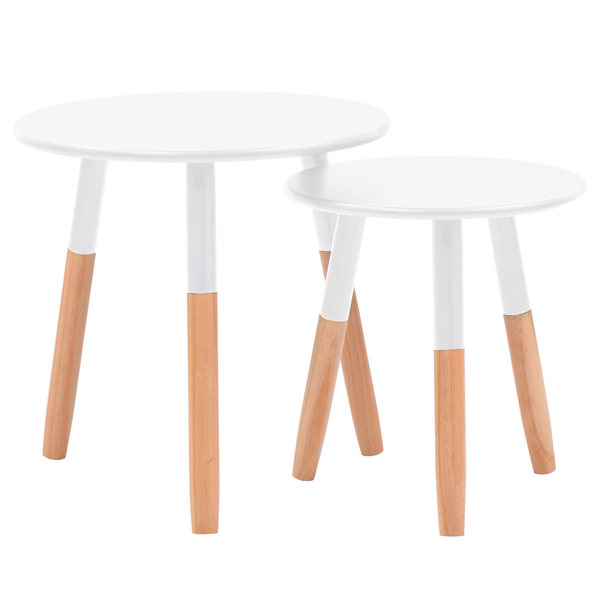 Set de 2 mese laterale din lemn de pin si MDF, vidaXL, 48 x 47,5 cm, Alb