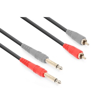 Cablu, 2x Jack Mono 6.3mm - 2x RCA Tata, 1.5m, Vonyx Cablu, 2x Jack Mono 6.3mm - 2x RCA Tata, 1.5m, Vonyx