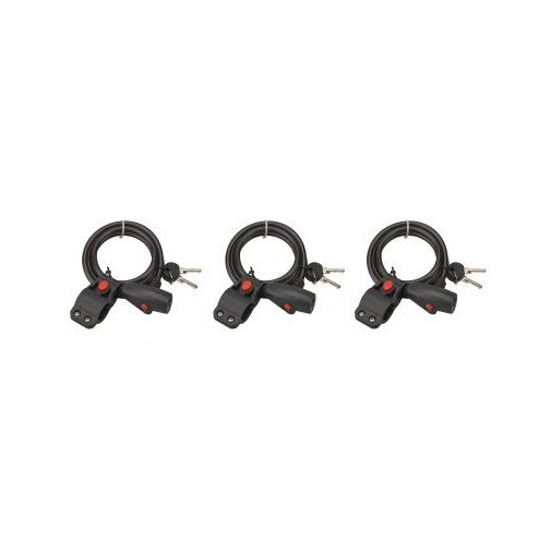 Set de 3 antifurturi bicicleta, cu cheie, TWISTY, Ø 8 mm, 150 cm