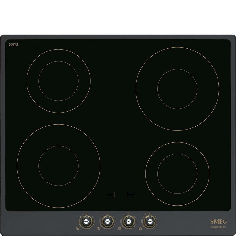 Plita incorporabila Smeg SI764AOM, Inductie, 4 zone gatit, Negru/Arntracite