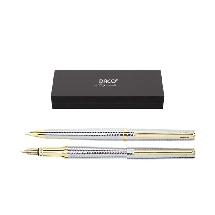 DACO toll és golyóstoll készlet Iridium Type M tollhegygel, Parker Type 1mm golyóstollal, ezüst testszínű
