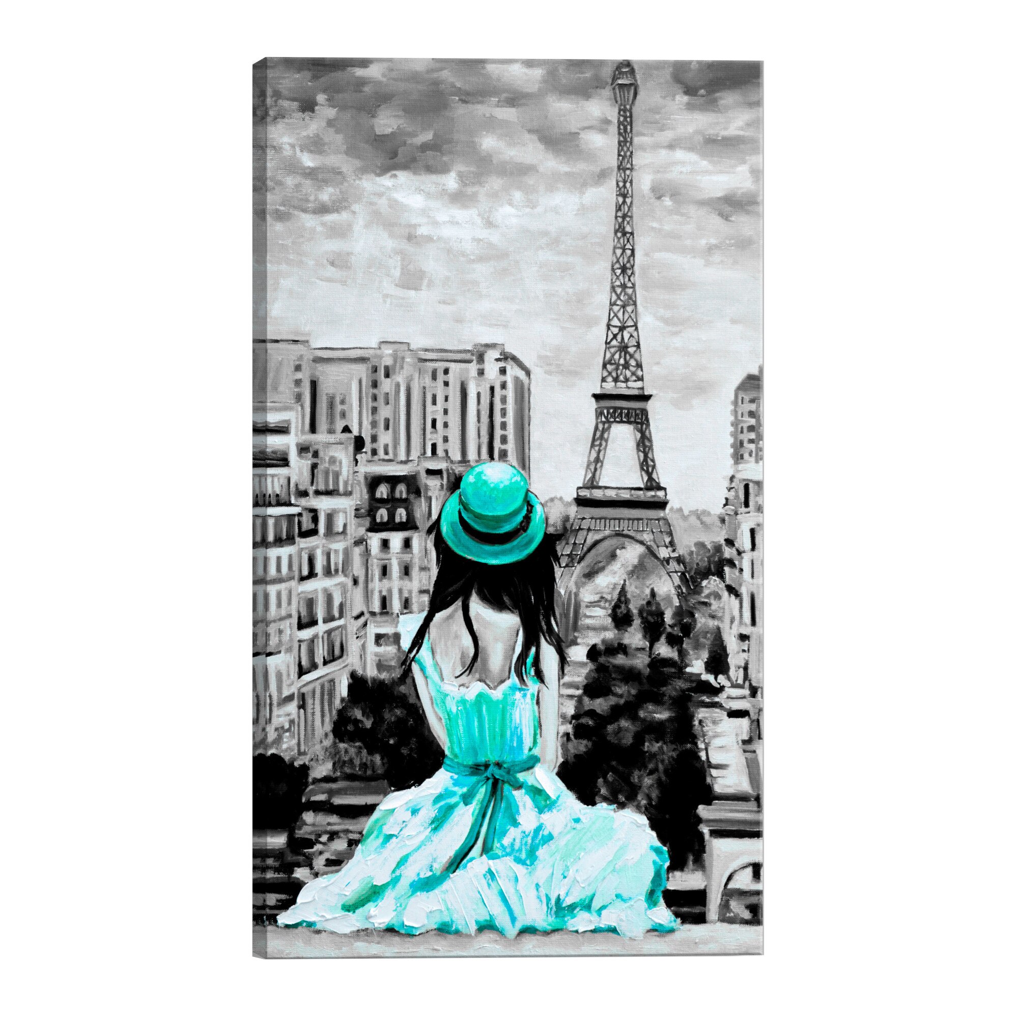 Tablou canvas - Culoare Paris verde - 80 x 120 cm