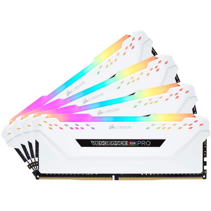 Corsair Vengeance RGB PRO White Memória, 32GB, DDR4, 3200MHz, CL16, Quad Channel Kit