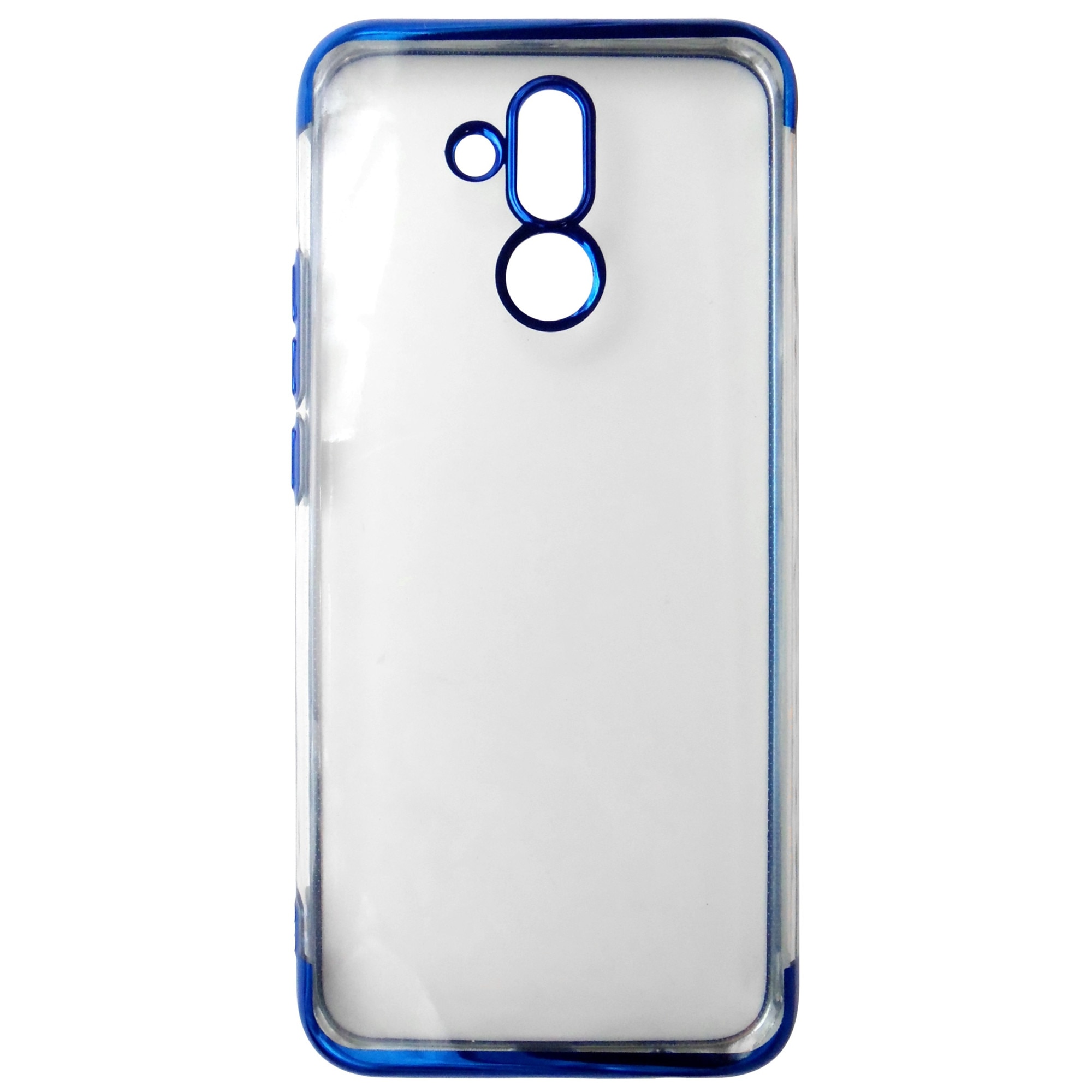 Husa silicon slim Forcell New Electro transparenta cu margini electroplacate albastre pentru Huawei Mate 20 Lite