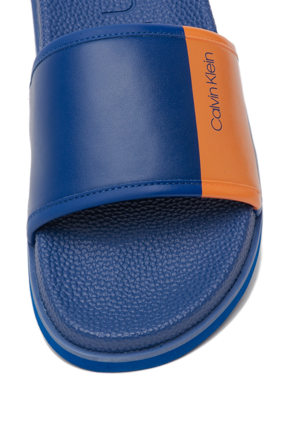 Calvin Klein, Papuci cu brant anatomic si logo Mackee, Albastru