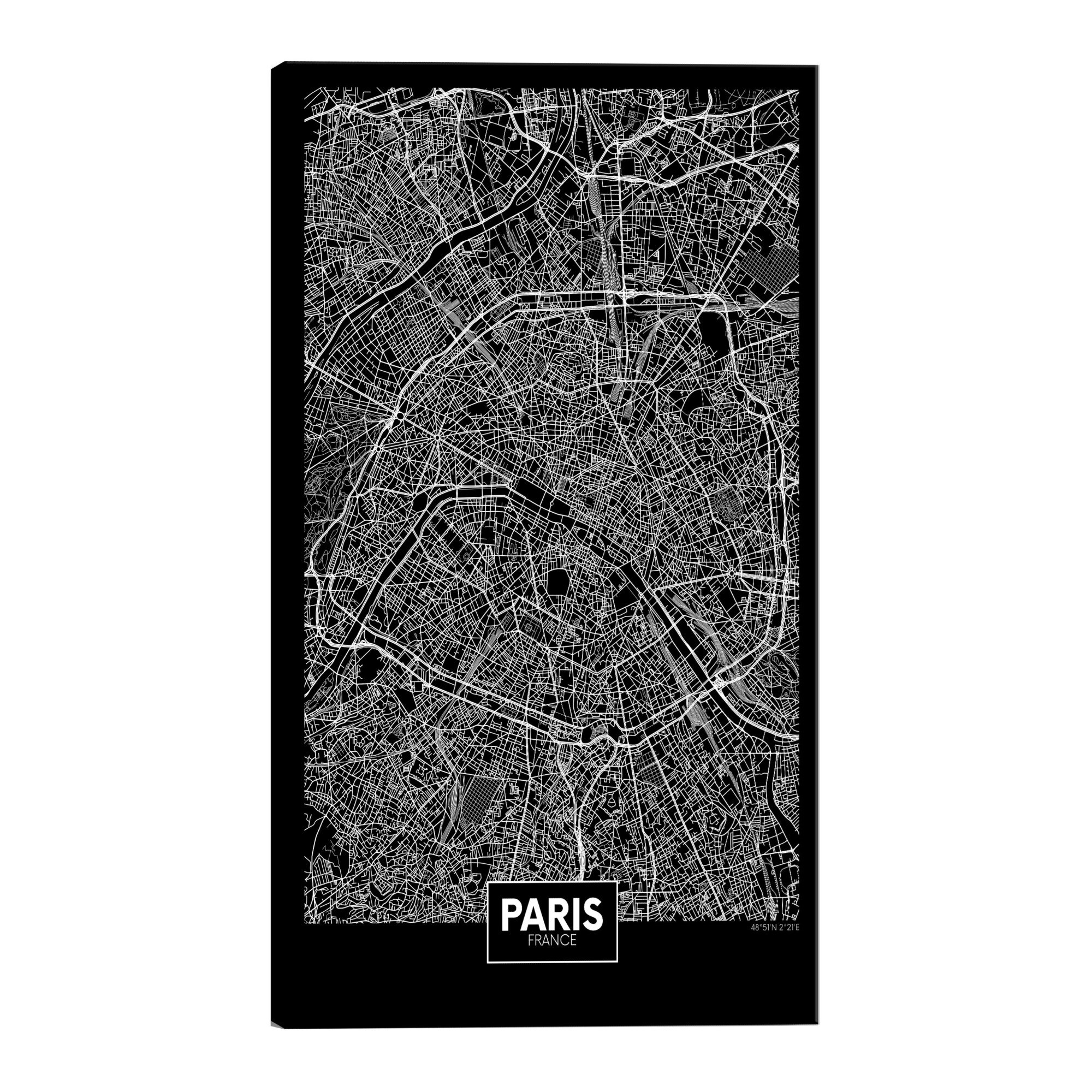 Tablou canvas - Harta intunecata a Parisului - 80 x 120 cm