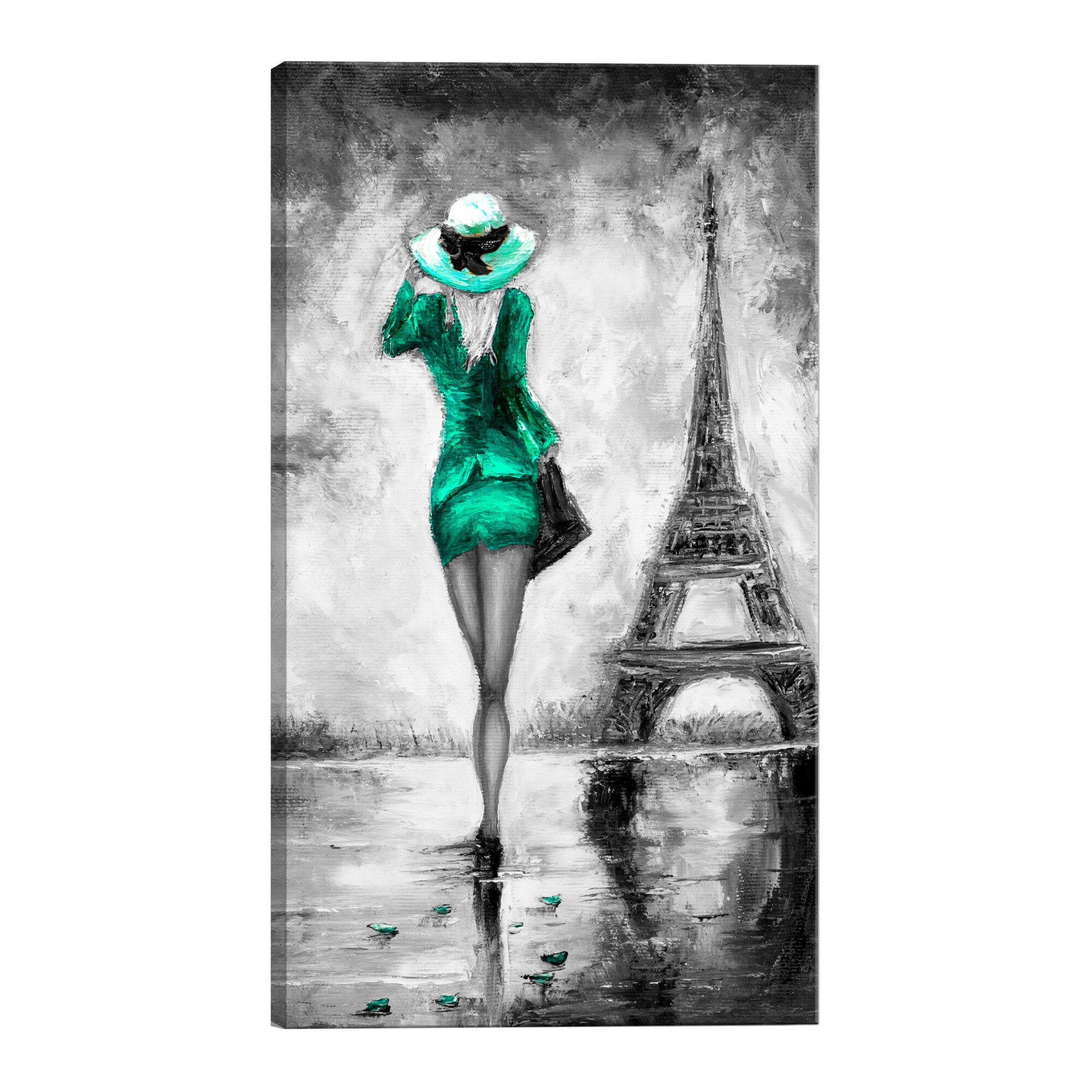 Tablou canvas - Parisian Woman Green - 80 x 120 cm