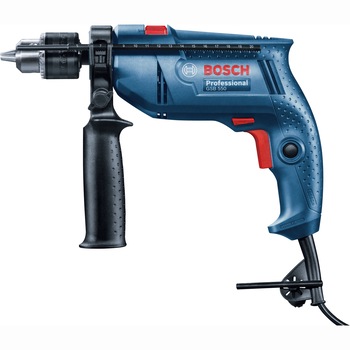 Masina de gaurit si insurubat (bormasina) cu percutie Bosch Professional GSB 550, 550 W, 2800 RPM, 41.800 PPM, limitator adancime, mandrina cu coroana dintata, maner suplimentar Masina de gaurit si insurubat (bormasina) cu percutie Bosch Professional GSB 550, 550 W, 2800 RPM, 41.800 PPM, limitator adancime, mandrina cu coroana dintata, maner suplimentar