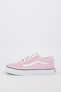 Vans, Tenisi cu garnituri de piele si piele intoarsa Old Skool, Roz/Alb, 34.5 EU Vans, Tenisi cu garnituri de piele si piele intoarsa Old Skool, Roz/Alb, 34.5 EU