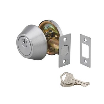 Broasca tubulara usa exterior, maner fix exterior cu cilindru cu 3 chei, buton blocare interior, ax reglabil 60-70 mm, crom mat Broasca tubulara usa exterior, maner fix exterior cu cilindru cu 3 chei, buton blocare interior, ax reglabil 60-70 mm, crom mat