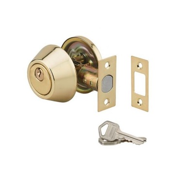 Broasca tubulara usa exterior, maner fix exterior cu cilindru cu 3 chei, buton blocare interior, ax reglabil 60-70 mm, auriu Broasca tubulara usa exterior, maner fix exterior cu cilindru cu 3 chei, buton blocare interior, ax reglabil 60-70 mm, auriu