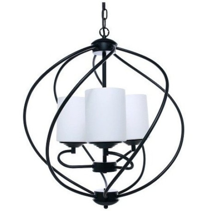 Candelabru Berella Light Irikos 3 x E27 60 W, Negru/Alb