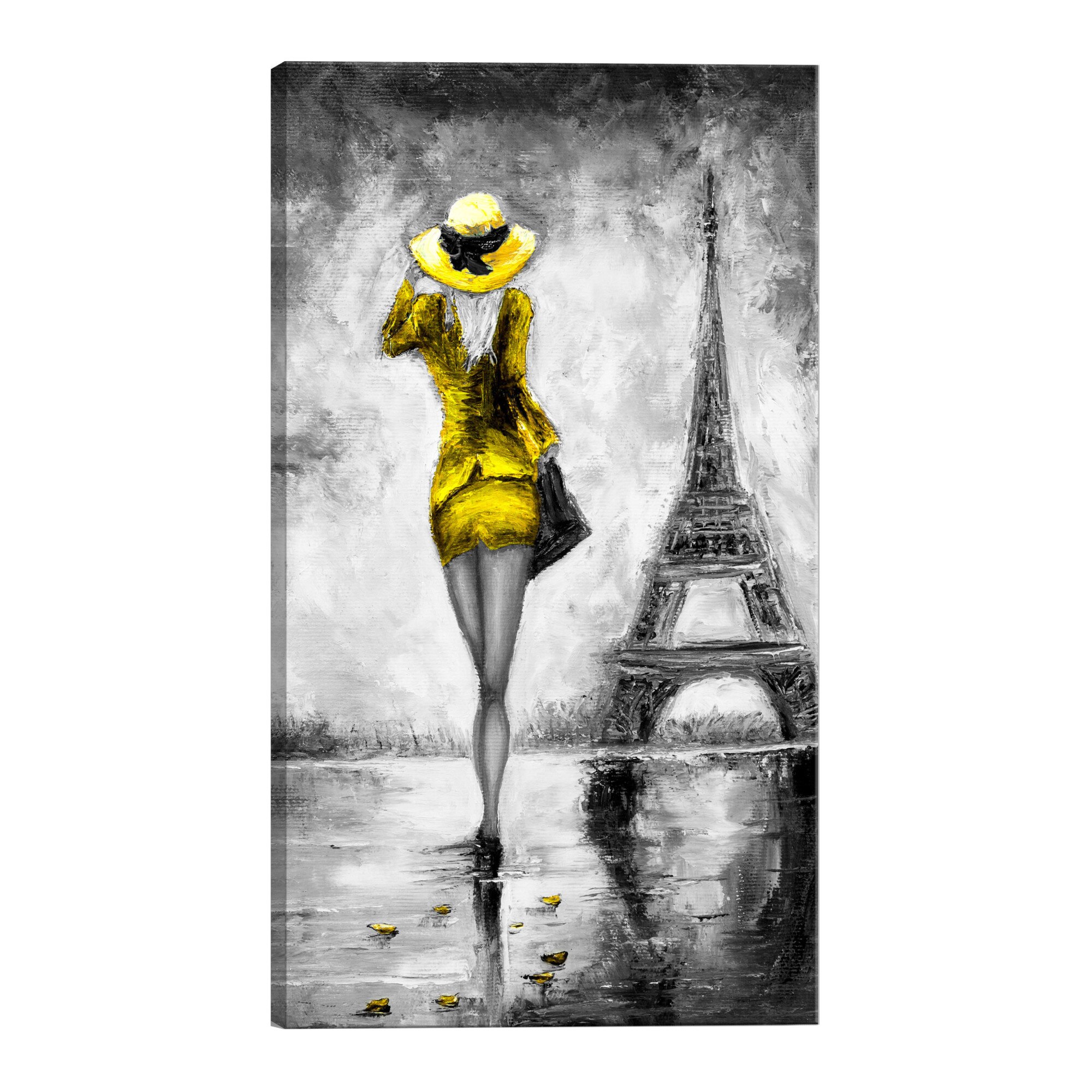 Tablou canvas - Parisian Woman Yellow - 60 x 90 cm