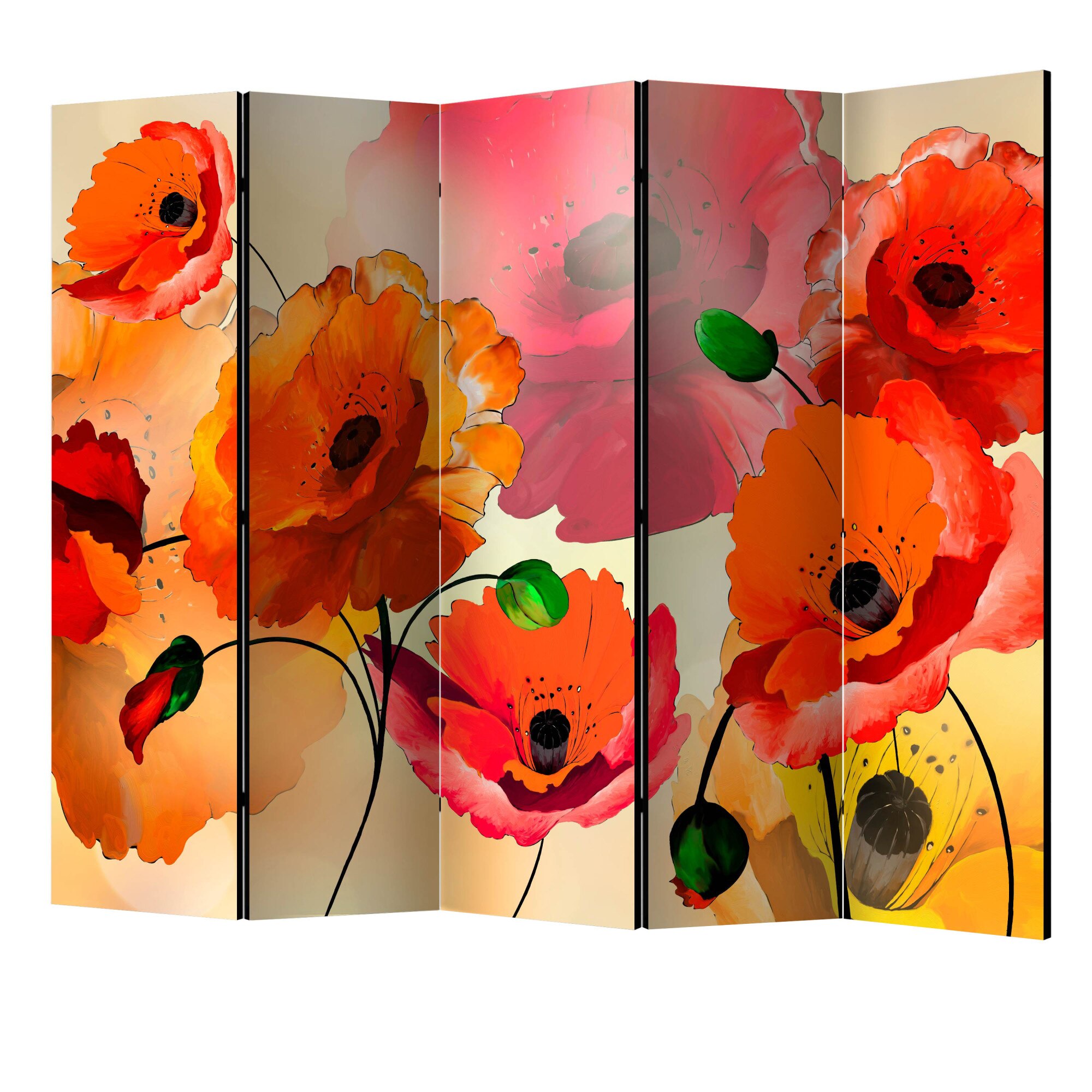 Paravan din 5 parti - Mape de catifea - 225 x 172 cm