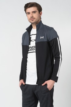 Under Armour, Bluza sport cu fermoar, pentru fitness, Negru/Gri carbune Under Armour, Bluza sport cu fermoar, pentru fitness, Negru/Gri carbune