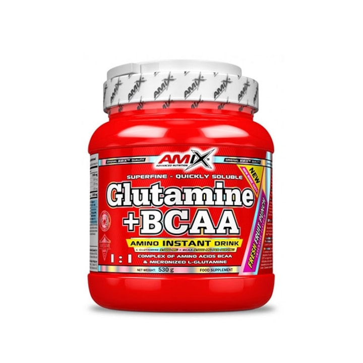 Amix Glutamin + BCAA, citrom / lime, 530g