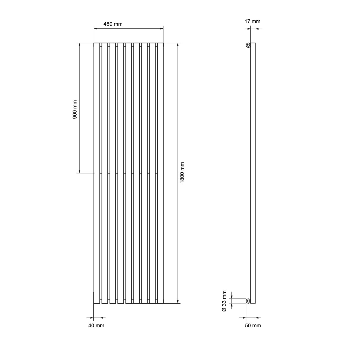 Radiator baie, ECD Germany, model Stella, 480 x 1800 mm, crom, cu 9 ...