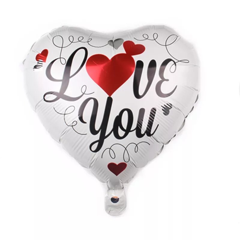 Balon Folie, Inima, Alb, text I LOVE YOU