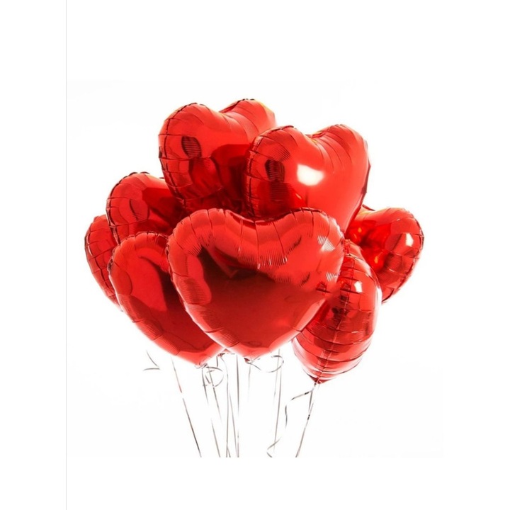 Фолиеви балони с форма на сърце Shop Carnaval, комплект 8 балона, 45 см, червен