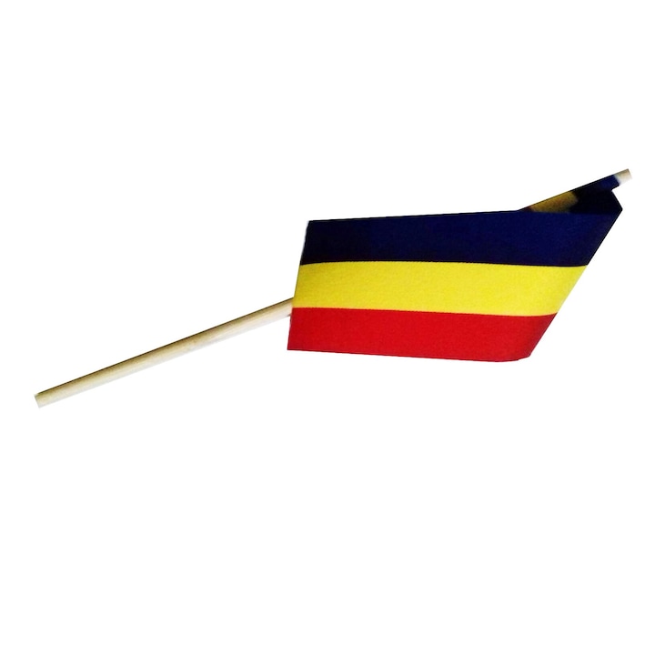 Комплект знаме на Румъния с дървена дръжка 24 х 15 см 10 бр