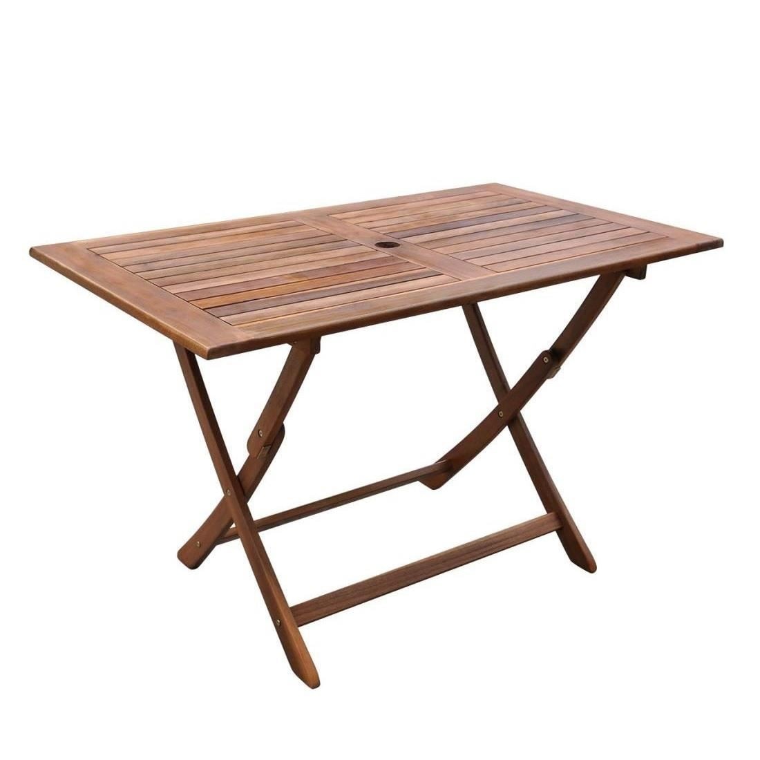 Masa pliabila pentru gradina, Strend Pro Lomborg, lemn de meranti, 135x75x72 cm, culoare maro