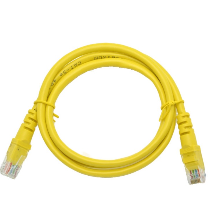 Hálózati UTP kábel, sárga, Ethernet Cat 5e, 1 m hosszú - Internet Patch kábel csatlakozóval, RJ45 csatlakozó