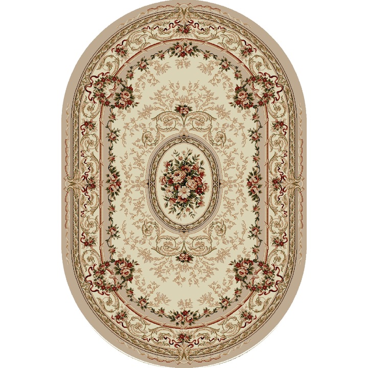 Klasszikus szőnyeg, Lotos 568, krém/bézs, ovális, 100x200 cm, 1800 gr/m2 bézs/krém 100 x 200