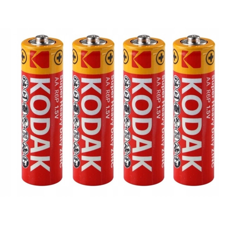 Set 4 baterii, Kodak, AA/R6,Zinc Carbon, 1.5V, 1050 mAh, Rosu