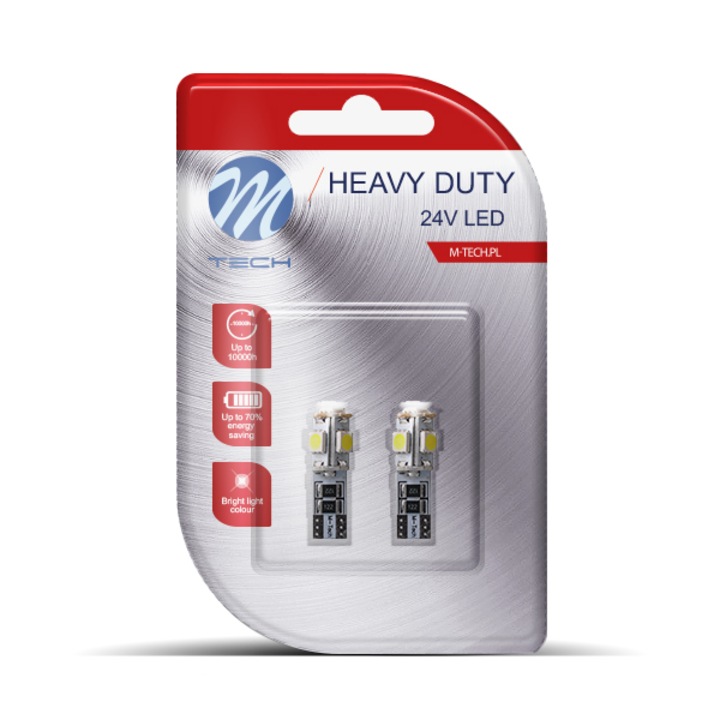 M-Tech 24V T10, W5W 5xSMD5050 Can-Bus, fehér színű (pár)
