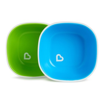 Set 2 boluri cu baza antiderapanta, Munchkin Splash, Fara BPA, Verde/Albastru Set 2 boluri cu baza antiderapanta, Munchkin Splash, Fara BPA, Verde/Albastru