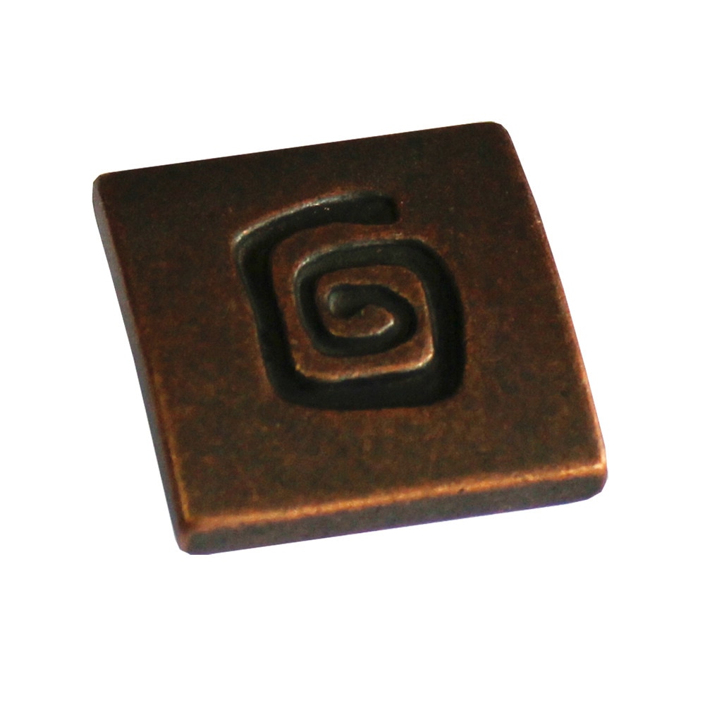 Set buton pentru mobilier, patrat cu desen, antique cooper, 50 buc