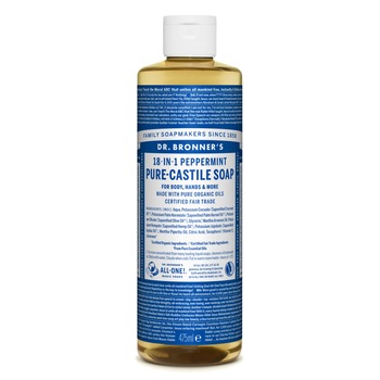 Sapun lichid de Castilia 18-in-1 Menta, 475 ml - Dr.Bronner's Sapun lichid de Castilia 18-in-1 Menta, 475 ml - Dr.Bronner's