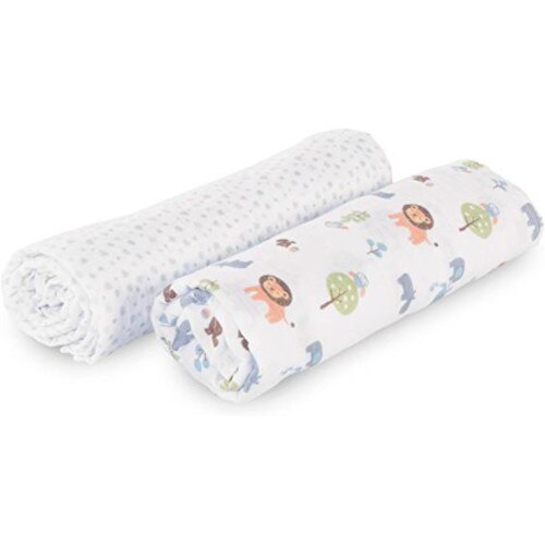 Scutece Chicco Muselina Light Grey Animals, set 2 buc