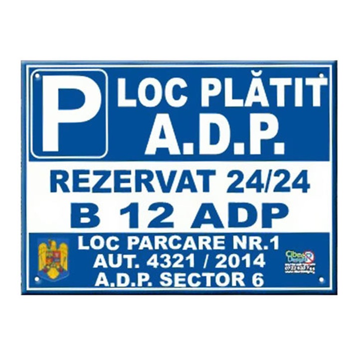 Placuta loc parcare indicator inchiriat ADP, 200×300, PVC 1 mm
