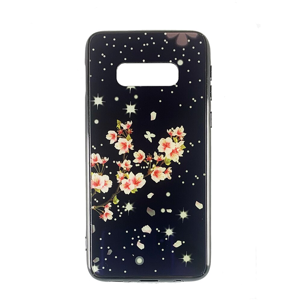 Husa Samsung S10e silicon cu sticla floare roz Multicolor