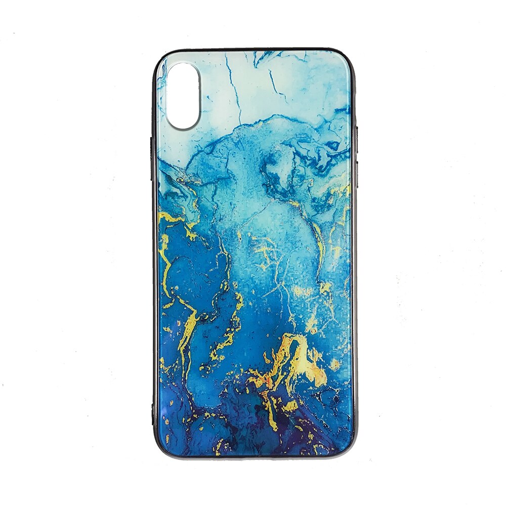 Husa Iphone XS Max silicon cu sticla marmura Multicolor