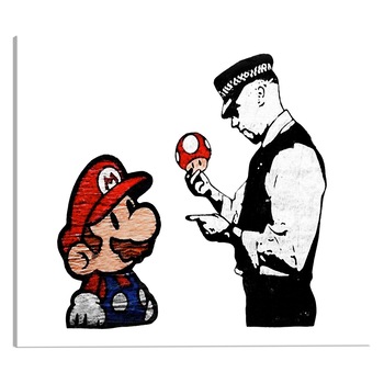 Tablou canvas - Banksy ciuperci culegator - 90 x 60 cm Tablou canvas - Banksy ciuperci culegator - 90 x 60 cm