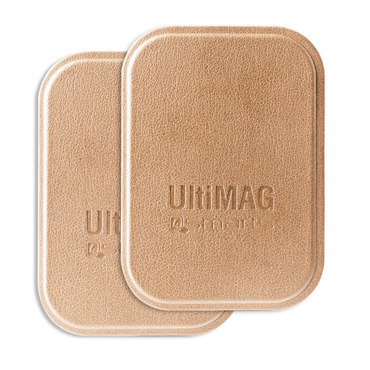 4smarts Ultimag Metal Plate - два броя метална пластина с кожено покритие за магнитни поставки (златист)
