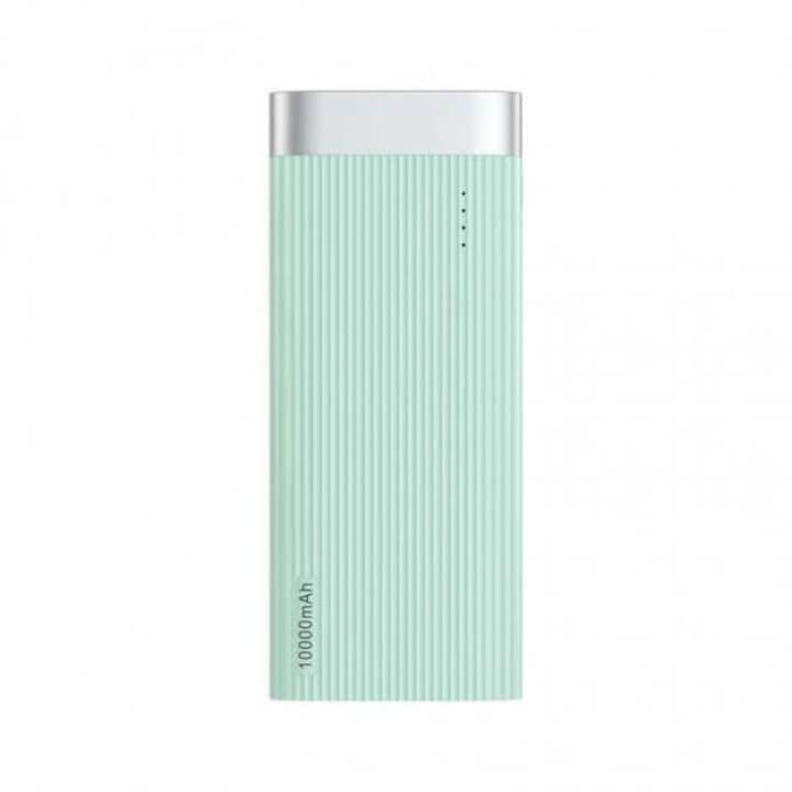 Baseus Parallel Line Power Bank - външна батерия 10000 mAh с 2 USB изхода за зареждане на смартфони и таблети (зелен)