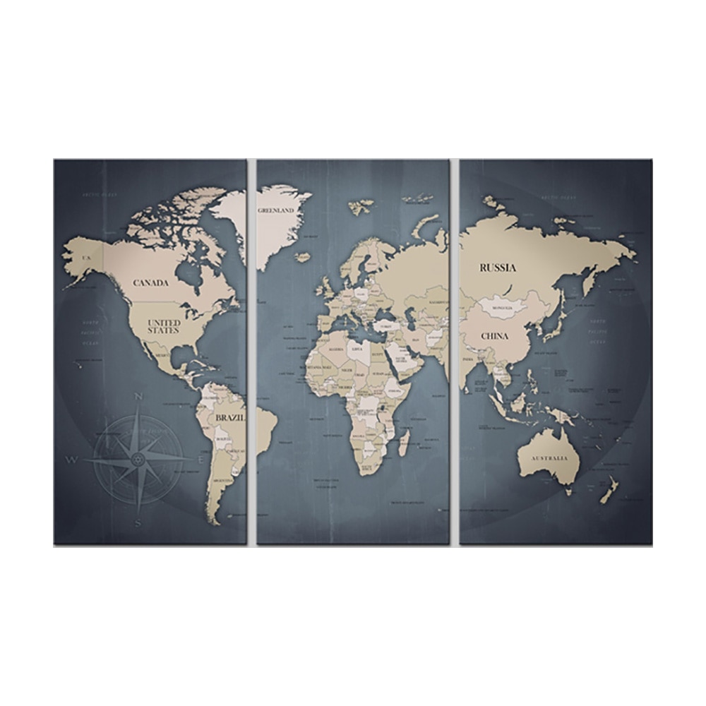 Tablou din pluta - 3 piese - Lumea antracitica - 60 x 40 cm