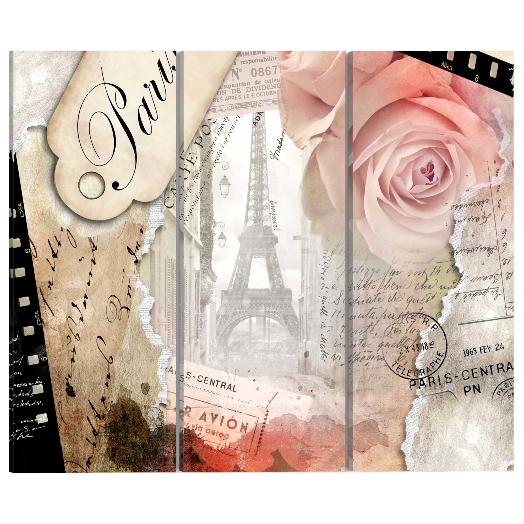 Tablou canvas 3 piese - Parisul central ... - 120 x 80 cm
