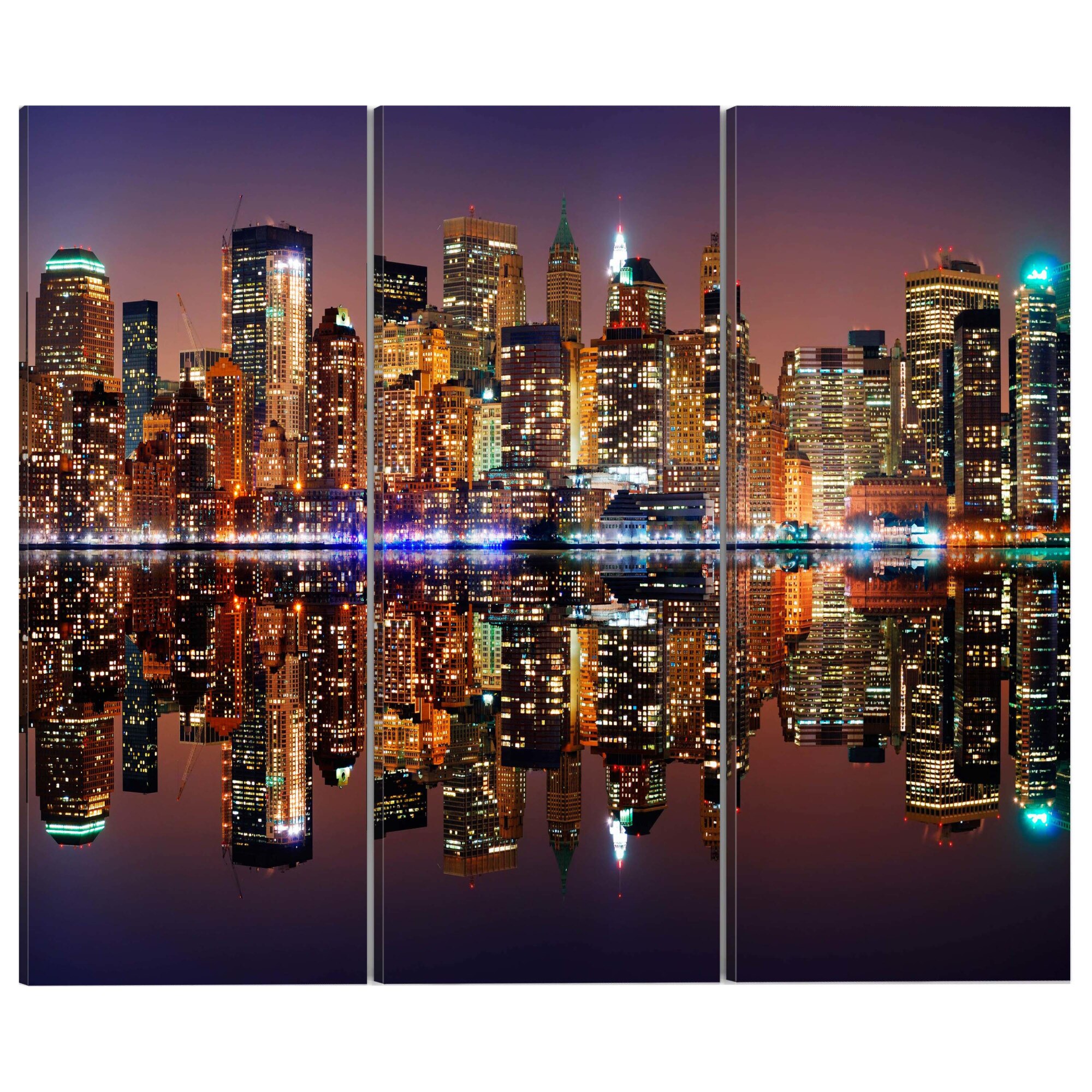 Tablou canvas 3 piese - Reflectarea apei din New York - 120 x 80 cm