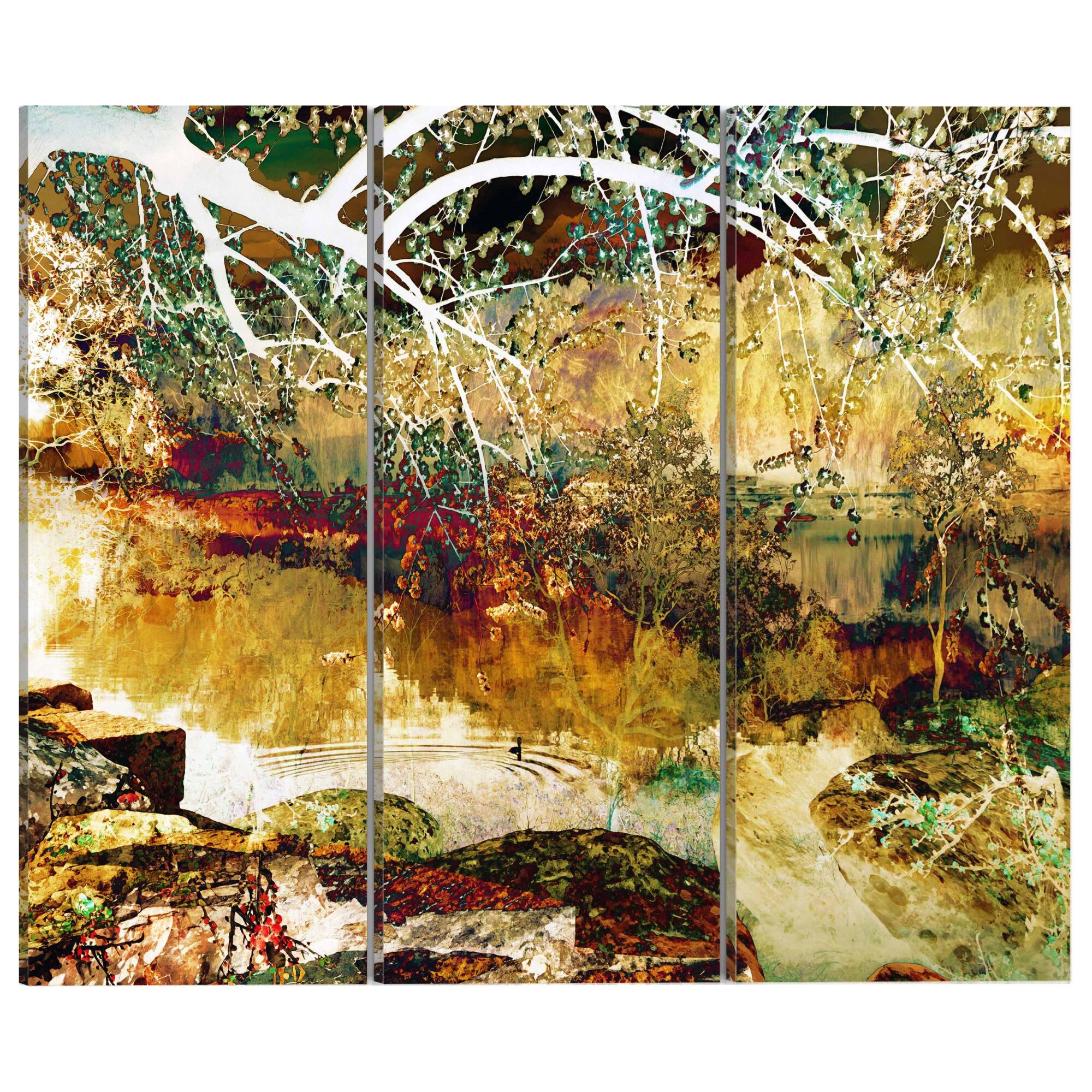 Tablou canvas 3 piese - Lacul iluziilor - 60 x 40 cm