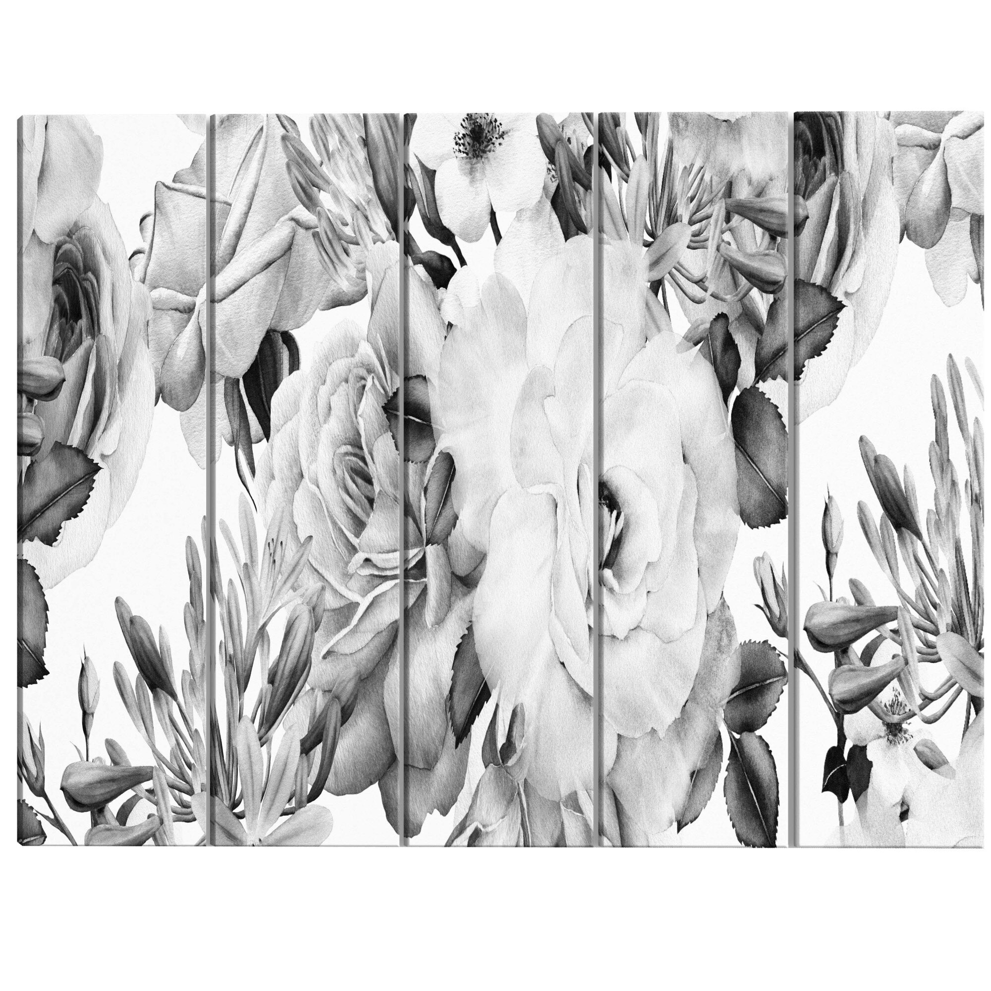 Tablou canvas 5 piese - Compozitie trandafir 1 - 200 x 80 cm