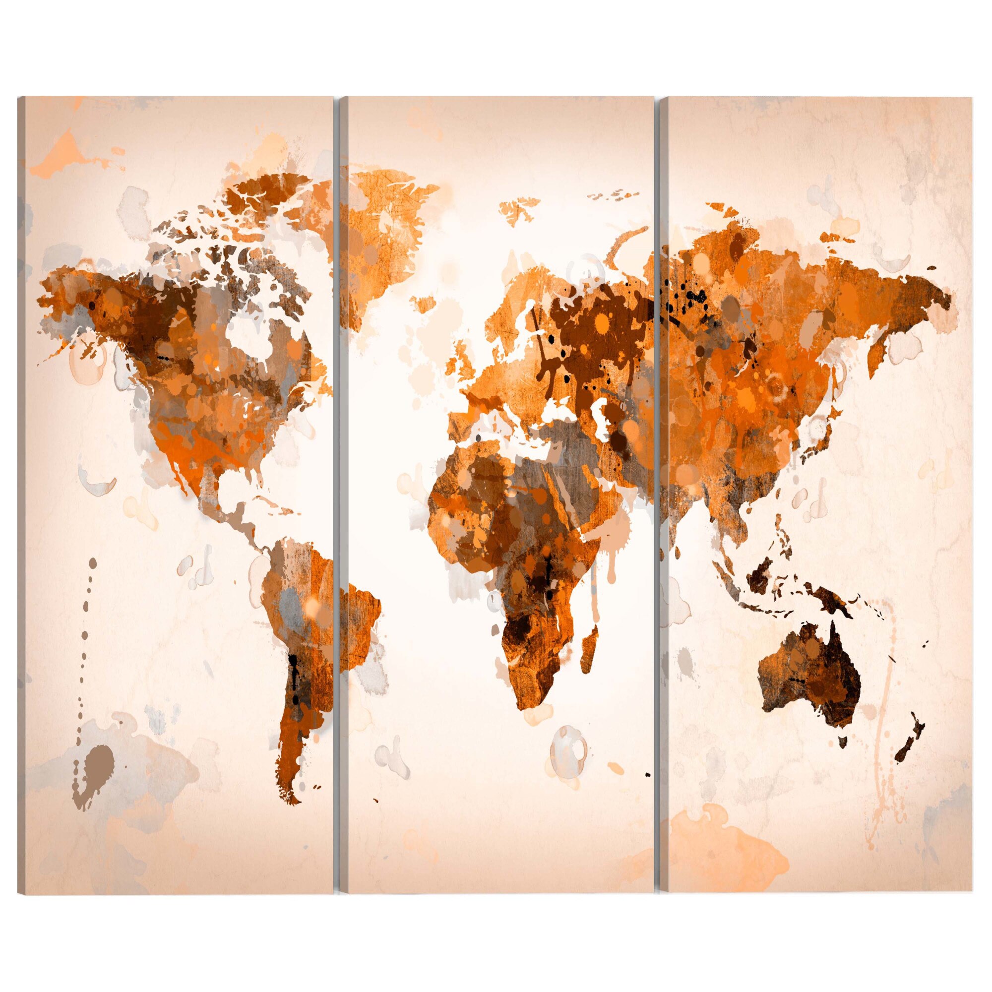 Tablou canvas 3 piese - Harta lumii furtuna desertului triptic - 120 x 80 cm