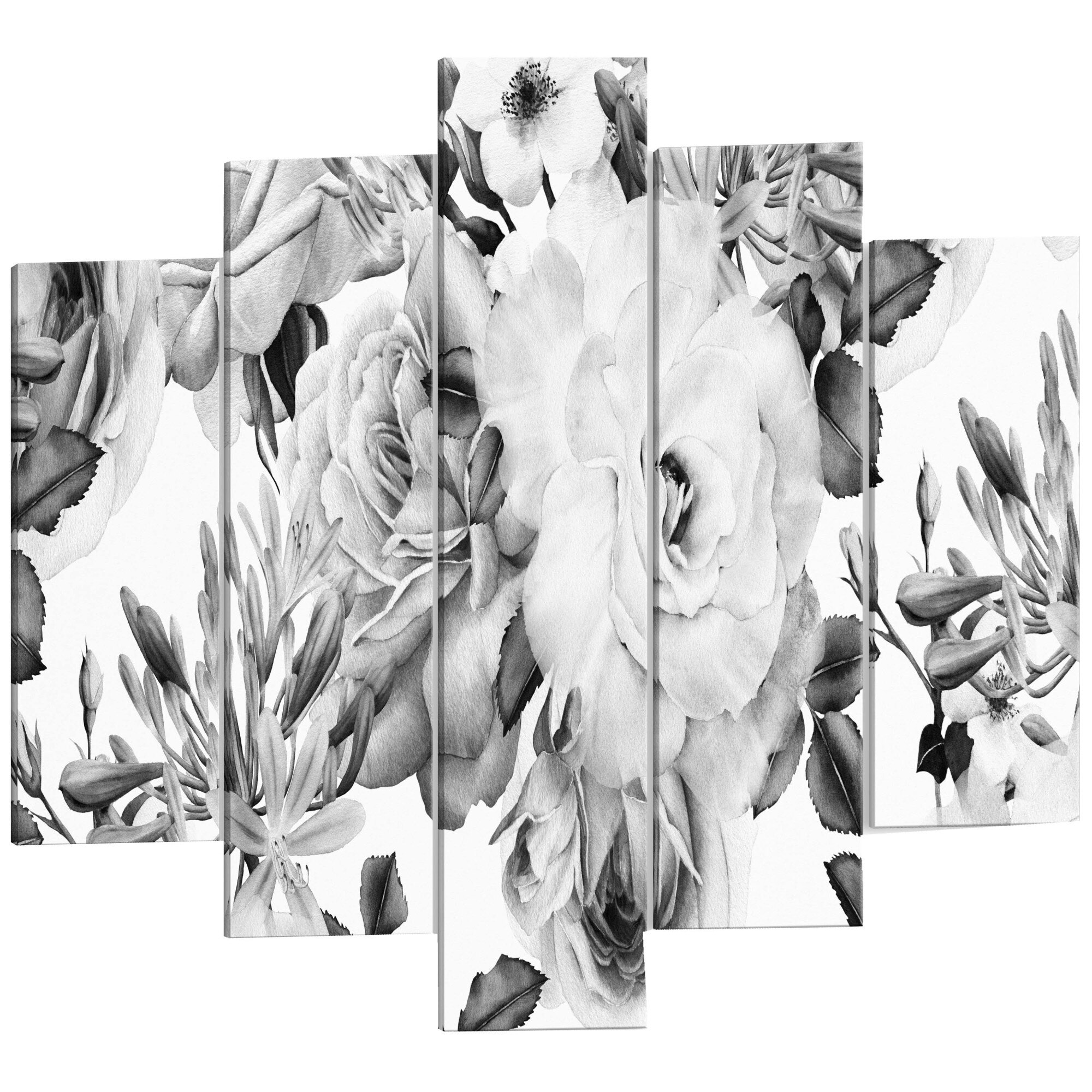 Tablou canvas 5 piese - Compozitie trandafir 1 - 200 x 100 cm