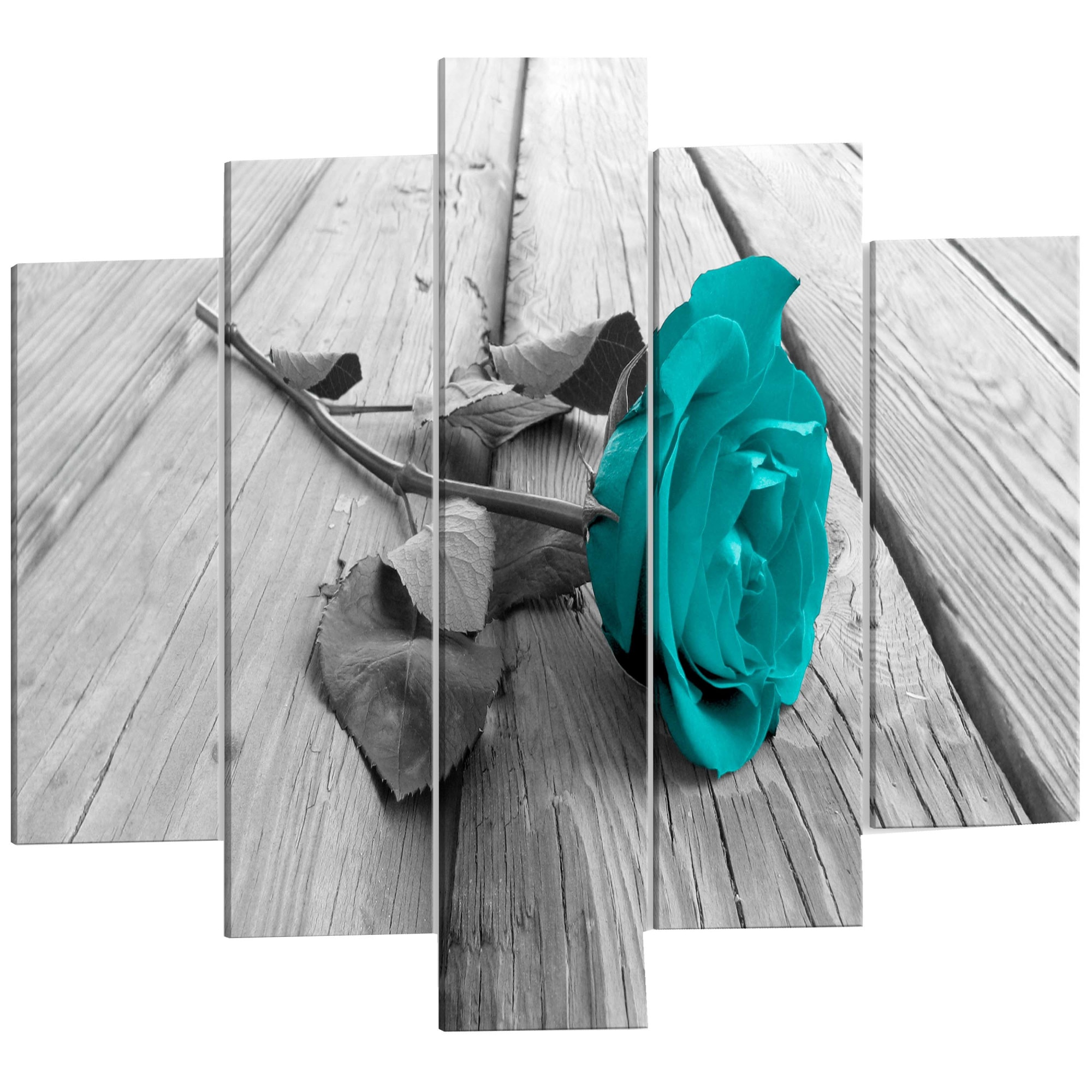 Tablou canvas 5 piese - Rose on Wood 2 - 200 x 100 cm