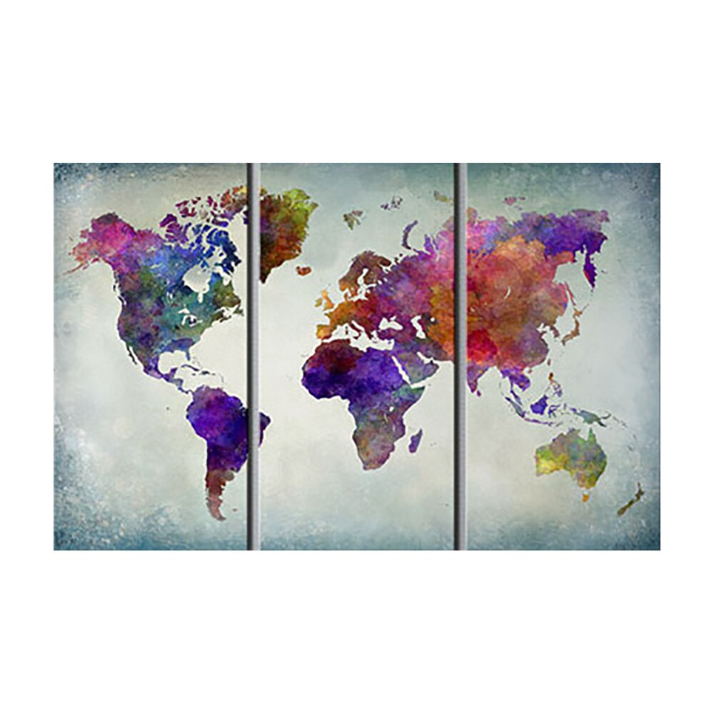 Tablou din pluta - 3 piese - Lumea in culori - 60 x 40 cm
